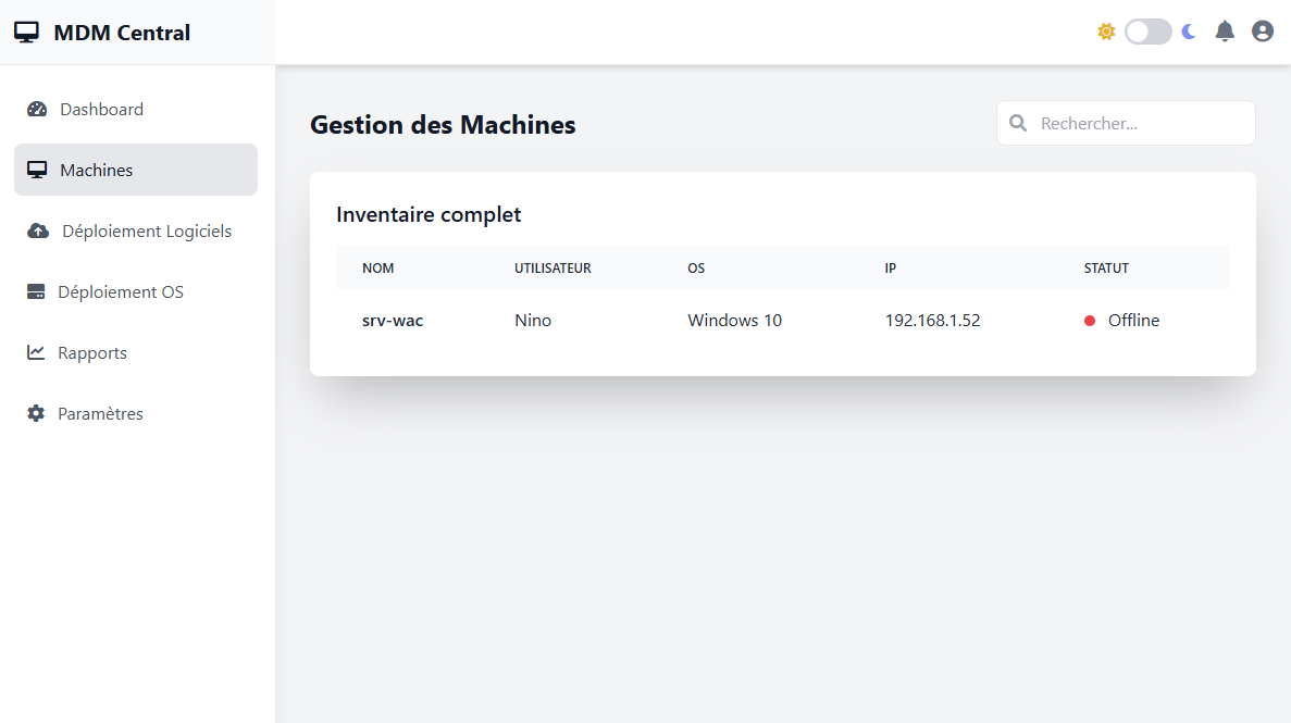 Parc des machines MDM